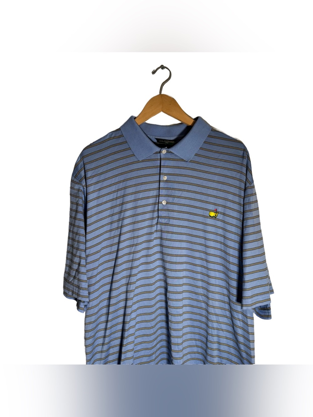 Amen Corner Masters Polo Men's XXL Shirt Blue Stripe 100% Pima Cotton Golf Polo - Picture 3 of 7